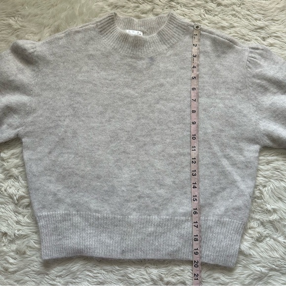 Madewell Sweater Alpaca-Blend Mockneck Puff Sleeve Hthr Alabaster L NWT New - Picture 10 of 13